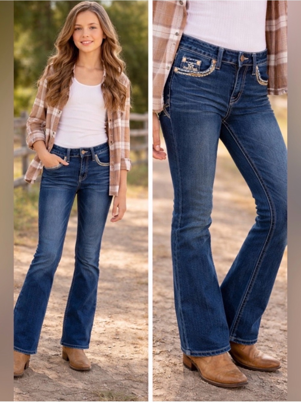 Western Blue Kids Blue Denim Jeans with Embellished Pockets Super cute